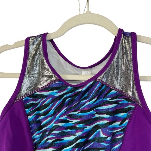 Nwt IVIVVA By Lululemon Artistic Acrobat Bodysuit Leotard Tiger Spry Blue KID 14 - Picture 4 of 12